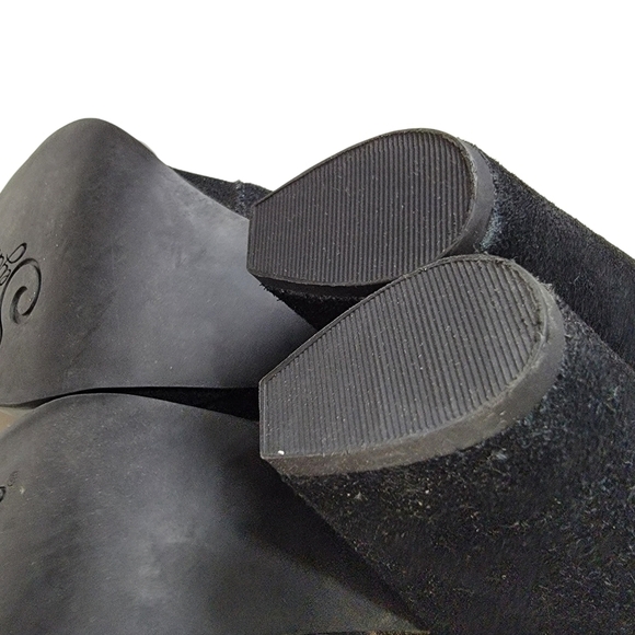 Seychelles Black Suede Platform Bootie Studded Chunky Heel Lace Up 90s Y2K 8 - Picture 12 of 14